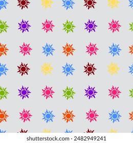 Seamless pattern with color sun. Flat background. Isolated image.