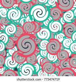 Seamless pattern of color swirls. Five-colored texture. Fashionable urban camouflage.
