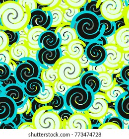 Seamless pattern of color swirls. Five-colored texture. Fashionable urban camouflage.