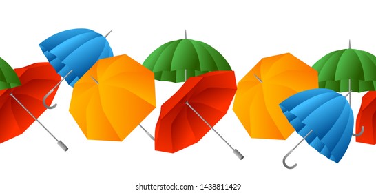 Seamless pattern with color umbrella. Cartoon illustration of bright accessories.