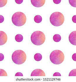 seamless pattern: color vector watercolor circles of paint on white background 