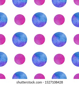 seamless pattern: color vector watercolor circles of paint on white background 