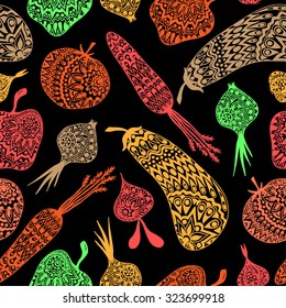 Seamless Pattern With Color Vegetables