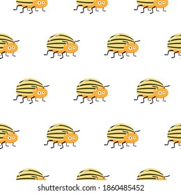 Seamless pattern with colorado potato beetle. Leptinotarsa decemlineata. colorado beetle. colorado beetle.