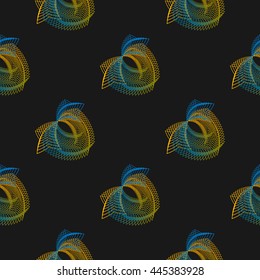 Seamless pattern with colored abstract apples on black background