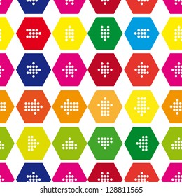 Seamless pattern of colored arrows
