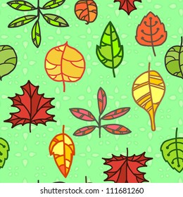 Seamless pattern with colored autumn leaves