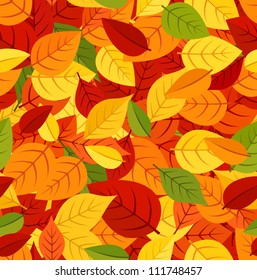 Seamless pattern with colored autumn leaves. Vector illustration.