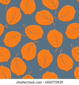 Seamless pattern of colored autumn leaves with the effect of extruding