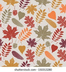 Seamless pattern with colored autumn leaves.Vector illustration.