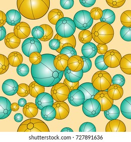 Seamless pattern. Colored balls on a yellow background