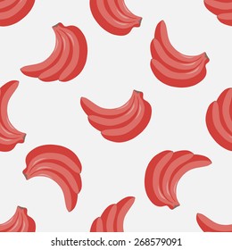 Seamless pattern of colored bananas on white background