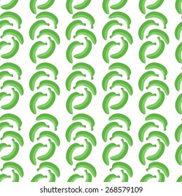 Seamless pattern of colored bananas on white background