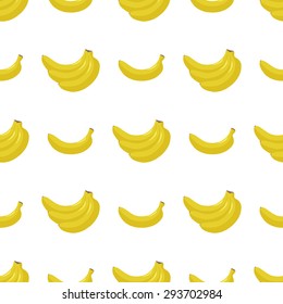 Seamless pattern of colored bananas on white background