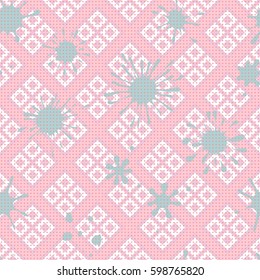 Seamless pattern. Colored blots on a plaid background. Grungy textiles. Children's camouflage. Dirty tablecloth. Flat. Cartoon.