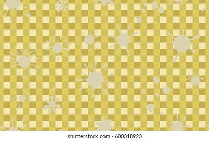 Seamless pattern. Colored blots on a plaid background. Grungy textiles. Wallpaper for children. Flat. Cartoon.
