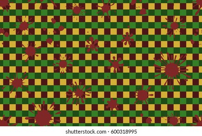 Seamless pattern. Colored blots on a plaid background. Grungy textiles. Wallpaper for children. Flat. Cartoon.