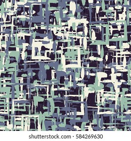 Seamless pattern. Colored blots. Square prints. Chaos of colors. Grunge image. Flat. Cartoon.