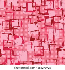 Seamless pattern. Colored blots. Square prints. Chaos of colors. Grunge image. Flat. Cartoon.