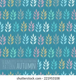 Seamless pattern with colored branches and leaves of the tree. Vector background
