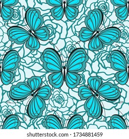 Seamless pattern with colored butterflies