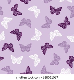 Seamless pattern with colored butterflies. Vector illustration.