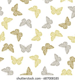 Seamless pattern with colored butterflies. Vector illustration.