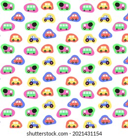 Patrón sin problemas con coches de colores para un niño