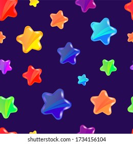 Patrón sin inconvenientes con el cielo nocturno y las caricaturas coloridas estrellas dibujadas. Fondo vectorial para niños sin problemas.