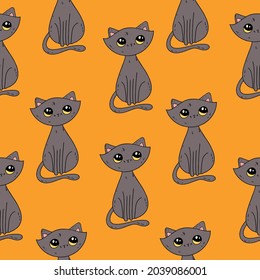 Seamless pattern with colored cats

