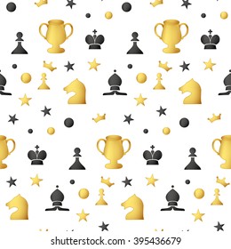 Seamless pattern of colored chess pieces on a white background. EPS 10