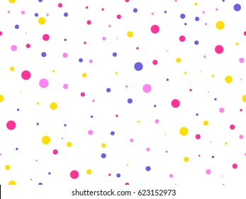 Seamless pattern with colored circles. Celebratory background with dots. Vector illustration