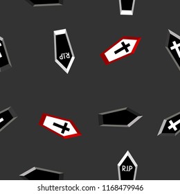 Seamless Pattern with Colored Coffins for your Design, Game, Card, Website. Halloween Elements. Vector Illustration.
