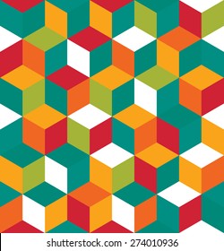 Seamless pattern of colored cubes. Endless multicolored cubic background. Cube pattern. Cube vector. Cube background. Abstract seamless background with cube decoration.
