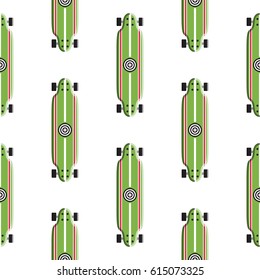 Seamless pattern with colored design skateboard and longboards. Texture boards for skating which you can use for wrapping paper, packaging, and background.
