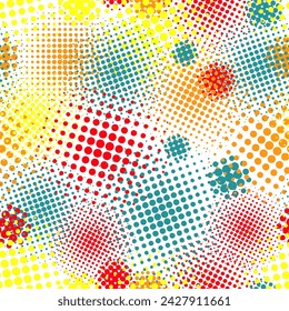 Seamless pattern of colored dots. hand drawing. Not AI, Vector illustration