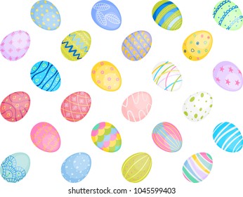 Seamless pattern with colored eggs for Easter holiday. Painted eggs as traditional Easter symbols