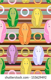 seamless pattern colored elephants