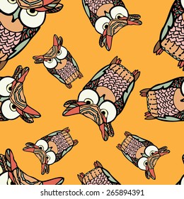 seamless pattern of colored ethnic owl 4. vector background EPS- 10