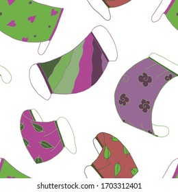  Patrón sin problemas. Enmascaradas coloreadas. Impresión para postales, embalajes, textiles.
