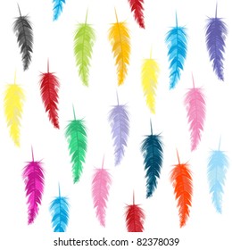 Seamless pattern with colored feathers