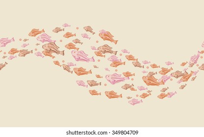 seamless pattern colored fish