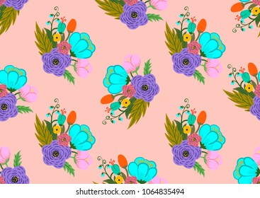 seamless pattern with colored flowers

