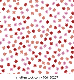 seamless pattern of colored flowers on a white background. Floral vector illustration.