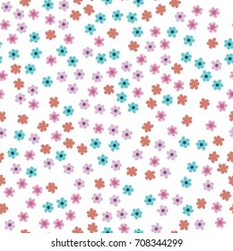 seamless pattern of colored flowers on a white background. Floral vector illustration.