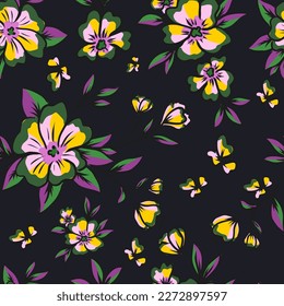 Fleurs colorées à motif harmonieux. Illustration vectorielle