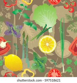 Seamless pattern with colored greens