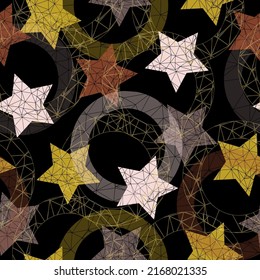 Seamless pattern with colored and grey stars.  Modern swatch paint for birthday card, party invitation, sale wallpaper, holiday wrapping pape.