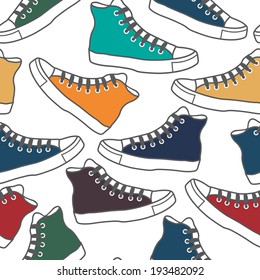 Seamless pattern with colored gumshoes