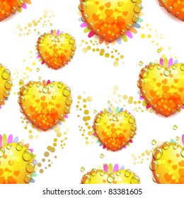 Seamless pattern with colored hearts